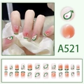 Sommer Avocado Kunstnägel Set mit Blush-Farbverlauf und handgemaltem Design - Avocado Blush Stil (A521) / Kleber-Typ
