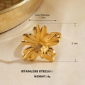 Goldener Blumenring aus Edelstahl mit Öffnungsdesign und detaillierter Blatttextur - Blühender Blumen-Stil (1580)