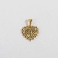Detail of 24K gold plated stainless steel heart pendant featuring a central eye design - K07-Heart Eye / Gold
