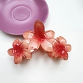 11.5CM gradient pink-orange frangipani hair claw clip with triple flower design - Large 11.5CM / Gradient Red