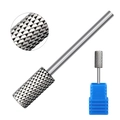 Detailed macro view of silver alloy cylinder nail drill bit with fine cross-cut texture - Silver Nail Drill Bit 02M