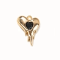 Melting heart alloy pendant with gold finish and black zircon stone for DIY jewelry - Black Gold Plated
