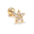 18k gold plated stainless steel star stud earring with white cubic zirconia and ball back - Star Cluster (EGD0414)