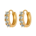 Chic 18K gold plated huggie earrings with five brilliant cut clear zircon stones - Five-Zircon Classic Huggie Style (X885)