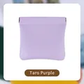 Compact taro purple leather jewelry pouch with automatic squeeze closure mechanism - 18*14cm / Taro Purple