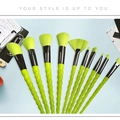 Set di 10 pennelli trucco unicorno verde neon con manici a spirale e accessori bellezza - Set da 10 Pezzi / Unicorno Verde