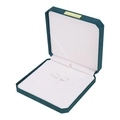 Octagonal dark green velvet jewelry gift box with cream interior for necklaces - Peacock Green / 4-Piece Set Box / 18.8×18.8×4.2cm