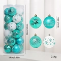 Weihnachtskugel-Set in Tiffany-Blau und Weiß mit Glitzermustern in Zylinderverpackung - Cyanblau & Weiß 24 Stk
