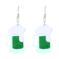 Saint Patrick's Day acrylic beer mug dangle earrings with green marble texture - Green Marble Texture Beer Mug Style (H-147)
