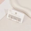 Minimalist stainless steel earring set with hollow triangles and round zircon stud - Triangle Style / Steel