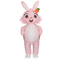 Pink rabbit inflatable costume with carrot headpiece for Halloween and Easter parties - Rabbit With Carrot On Its Head / One Size