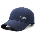 Quick-dry navy blue baseball cap with side laser-cut vents and white text embroidery - Navy Blue