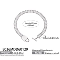 Bracciale a catena in acciaio inox argento con zirconi e chiusura a levetta a lucchetto - 17.5cm / Argento