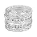 Übertriebener silberner Schlangenkörper-Armreif mit gewebter Textur und Vintage-Finish - 7er-Set / Silber