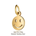Golden smiley face stainless steel pendant charm 7x11.5mm for DIY jewelry - Smiley Face-Gold (7x11.5mm) / 5 Pcs/Pack