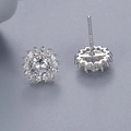 Elegante S925 Sterling Silber Sonnenblumen Ohrstecker mit funkelnden weißen Zirkonia-Kristallen - Sonnenblumen-Ohrstecker (ED34)