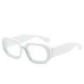 Chic retro white chunky hexagonal square sunglasses with detailed gold temple accents - White Frame