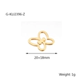 Golden butterfly charm in stainless steel with heart cutout, size 20x18mm and 1g weight - Butterfly Style 3