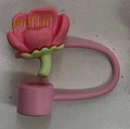 Pink peach blossom silicone straw cover cap compatible with 8-10mm Stanley tumblers - Style 10
