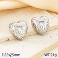 Zilveren vintage hart oorbellen met sprankelende kristallen op een stenen achtergrond - Zilver (KE117755-MZOZ)