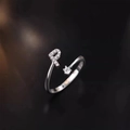 Verstellbarer Ring aus 925er Sterlingsilber mit Zirkonia-Buchstabe R und Solitär-Stein - Buchstabe P
