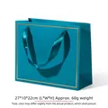 Sacchetto regalo verde acqua di lusso con bordo dorato e manici in raso, 27x10x22cm - Borsa in Carta / Blu