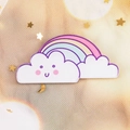 Cute enamel rainbow and smiling cloud brooch pin with pastel colors for bags - 09 Cloud Rainbow Bridge