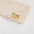 Barocke Leopardenkopf-Ohrringe in Gold mit grünen Zirkonia-Augen und weißen Kristallen - Ring Leopard-Kopf (ES2731环形)