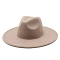 Sombrero fedora clásico de lana color caqui claro con ala ancha de 9 cm para invierno - M (56-58cm) / Gris Púrpura Claro