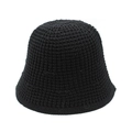 Close-up of black crochet knit bucket hat showing detailed mesh weave texture - Hollow Mesh Style / Black