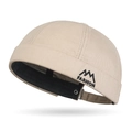 Beige hip hop skullcap with mountain embroidery and adjustable strap closure - Beige / Adjustable (55-60cm)