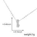 Silver peanut pod pendant necklace with cubic zirconia, size 0.46 by 0.16 inches - Silver Letter-I