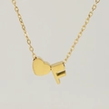 Collier cœur doré 18K avec pendentif lettre F sur chaîne O en acier inoxydable - Lettre F(F) / Or