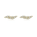 Elegant s925 silver wave earrings with white cubic zirconia in a gold finish - MME761-2 Gold Wave Row Stones