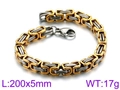 Two-tone silver and gold 5mm square weave titanium steel chain bracelet with lobster clasp - Gold and Silver Bicolor (KB91941-Z)