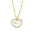 Collar con colgante de corazón dorado con esmalte blanco y cristales detalle GIRL - Blanco