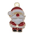 Ciondolo Babbo Natale in smalto dorato per creazione gioielli fai da te e bracciali - Simpatico Babbo Natale (19577) / 1 Pezzo/Confezione (22x14mm)