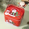 Rote Weihnachts-Blechdose mit Griff, Weihnachtsmann und Schneemann für Geschenke - Weihnachtsgriff Zinn Stil C (Rote Elementsammlung)