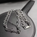 Collana da uomo hip-hop a doppio strato argento con ciondolo a stella e piastrina - Stile di giunzione a croce / Argento