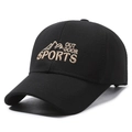 Black outdoor sports baseball cap with embroidered mountain logo and curved brim - Adjustable / Sport Logo Black (Gold-tone Embroidery)