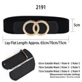 Cintura elastica nera da donna con fibbia dorata a doppio anello e tabella delle taglie - Doppio Anello 2191 (Nero) / 75cm