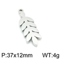 Zilveren blad hanger van roestvrij staal, afmetingen 37x12mm weegt 4 gram - Staal kleur Model B (KLJ4418-Z)