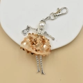 Handmade doll keychain with pearl head and champagne gold sequined dress on bag charm - 23-Champagne Gold Sequin Doll