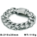 Men's matte silver snake pattern cuban chain bracelet in durable titanium steel - Brushed Silver KB46712-D