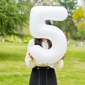 32-inch white number 5 foil balloon for birthday party decoration on a green lawn - Number 5 / White
