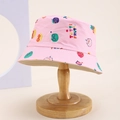 Detail of pink cotton kids bucket hat with fruit print and Tutti Frutti graphics - Kids One Size / Pink (Tutti Frutti Fruit)