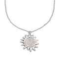 Collar de acero inoxidable plateado con colgante de sol y diseño de textura espiral - Colgante Sol Huella Dactilar - Color Acero