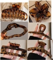 Pinces à cheveux en écaille de tortue aux styles floraux et géométriques variés - Frangipanier Léopard Lot de 6