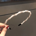 Handwoven pearl and rose gold metal braid headband with elegant twisted design style - Champagne Pearl Braid