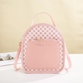 Mochila mini rosa con estampado vintage y correas ajustables de cuero PU - Rosa